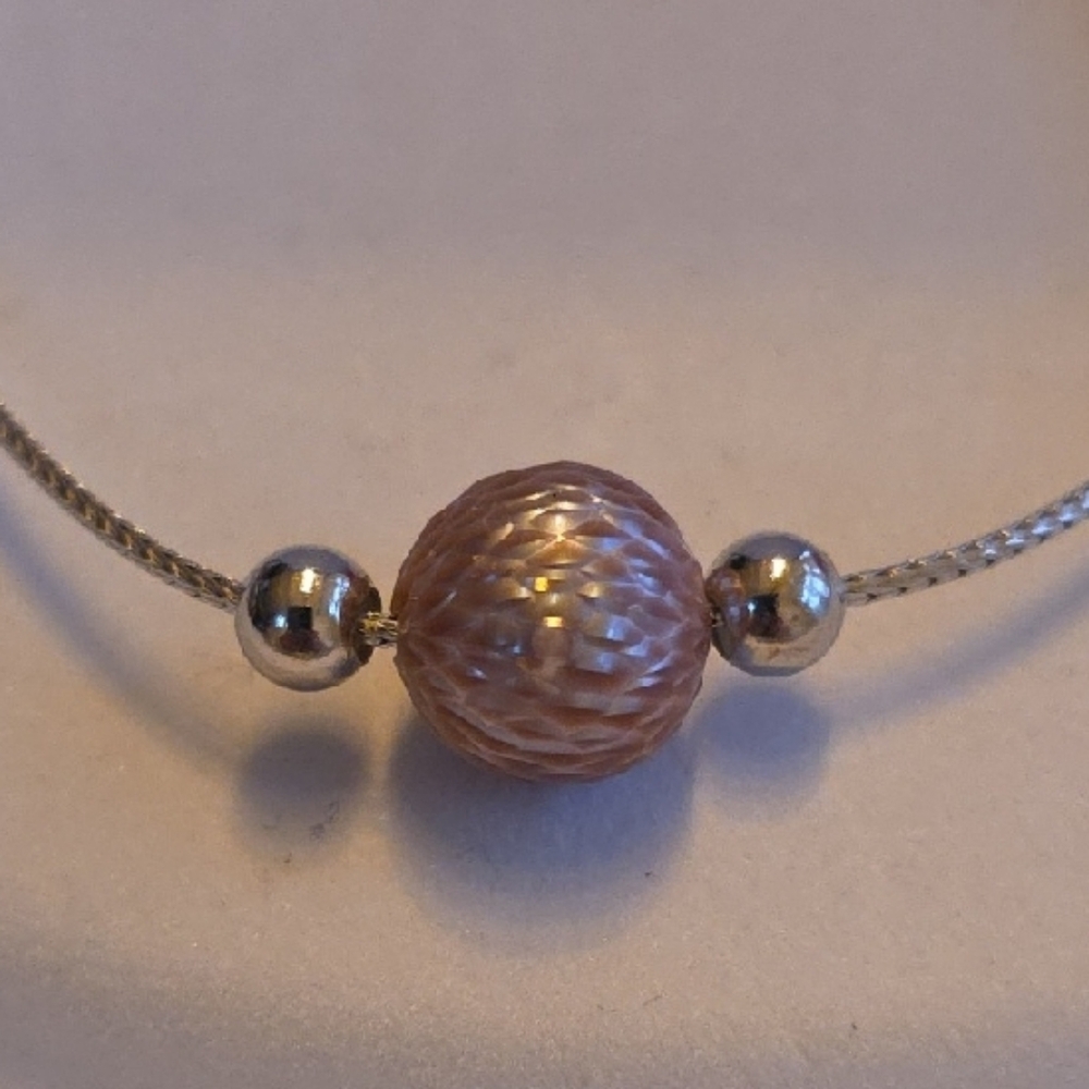 Dragon Scale Carved Pinky Purple Freshwater Edison Pearl S925 Bracelet